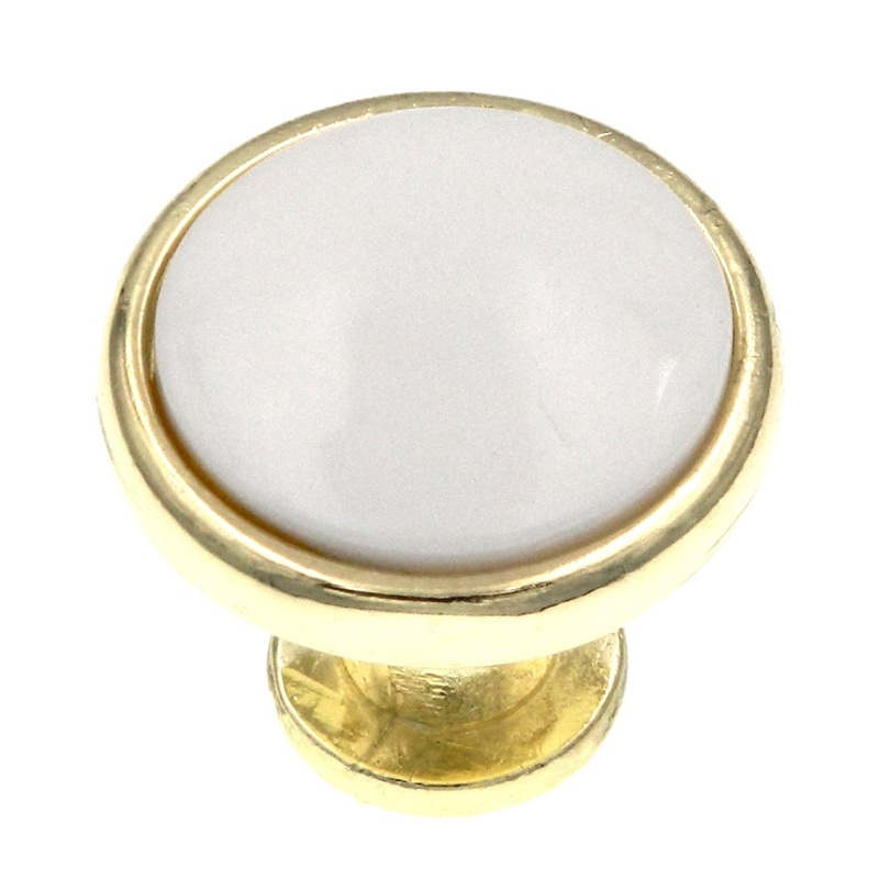 10 Pack Belwith Keeler P419-W Solid Brass, White Center 1 1/8 Cabinet Knob Pull