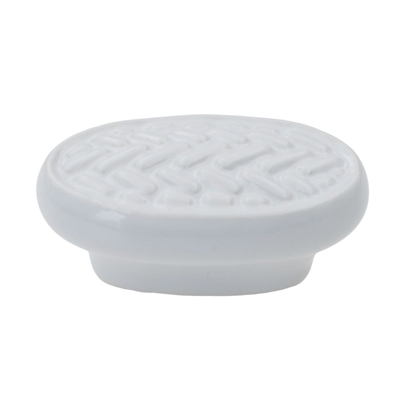 10 Pack Hickory English Cozy PA0315-W Basket Weave White 2 Oval Cabinet Knobs