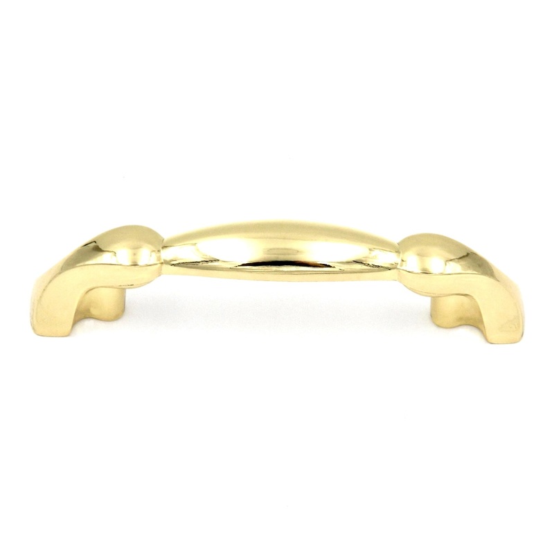 10 Pack Hickory Polished Accents Polished Brass 3cc Cabinet Handle P554-PB