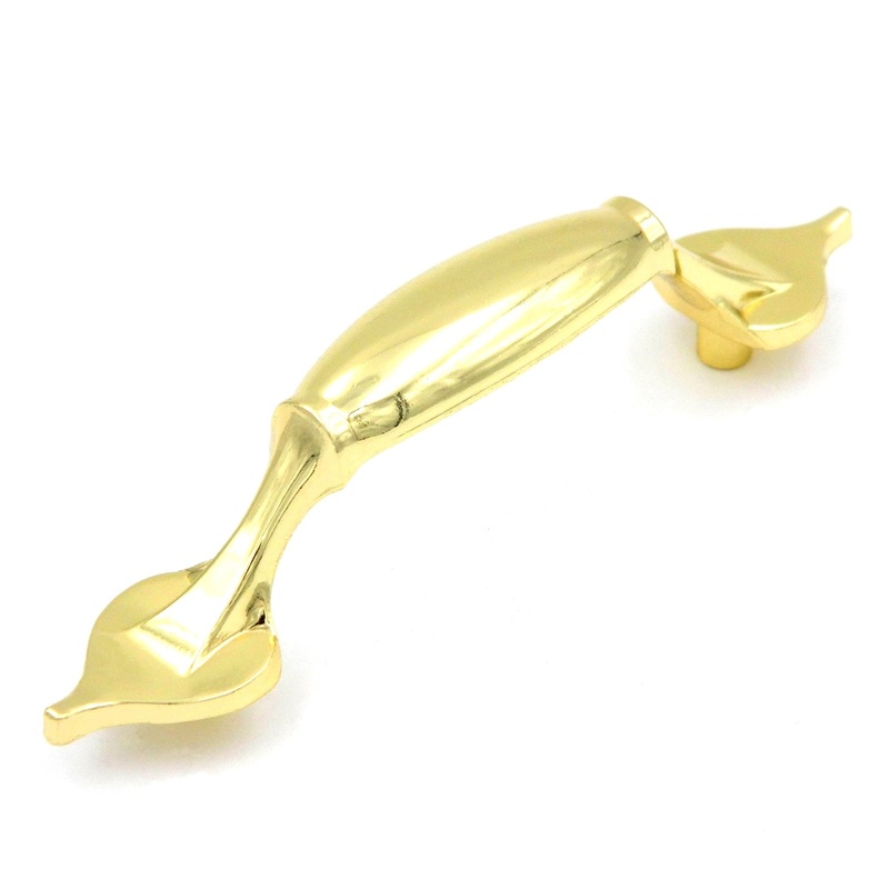 10 Pack Hickory Polished Accents Polished Brass 3cc Cabinet Handle P557-PB