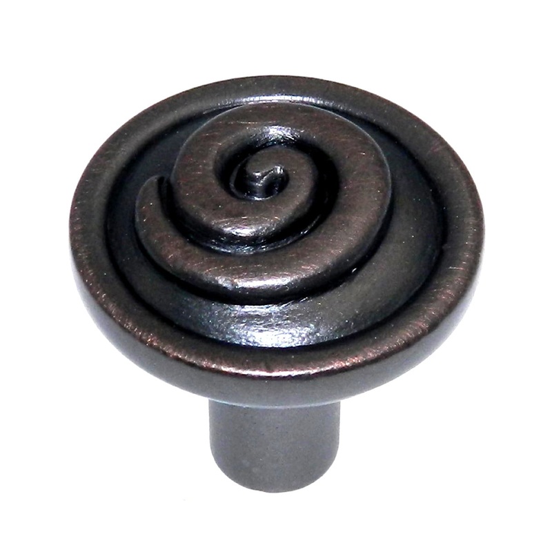 10 Pack Showcase K2859-AC Antique Copper 1 1/8 Round Swirl Cabinet Knob Pulls