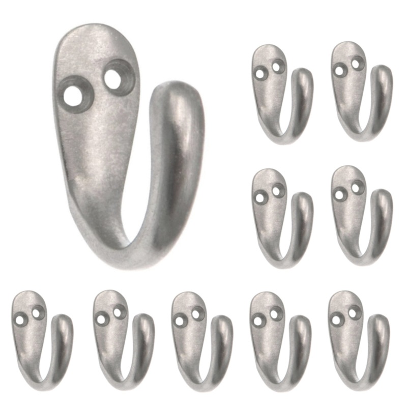 10 Pack Single Prong Coat, Robe, Towel Hook, Satin Nickel BH2001SN