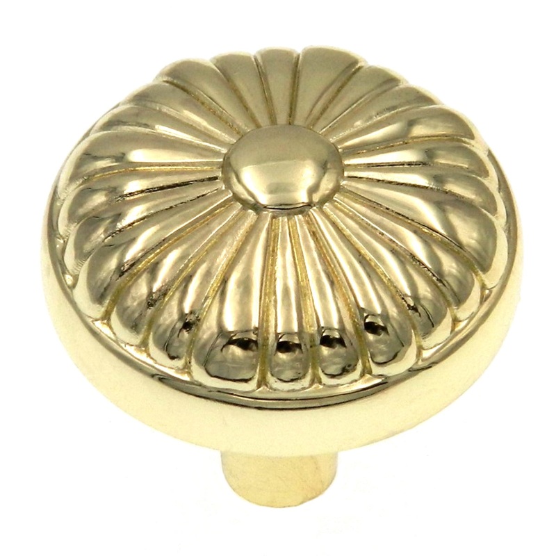 10 Pack Warwick Traditional Polished Brass 1 1/4 Flower Cabinet Knob DH1013PB