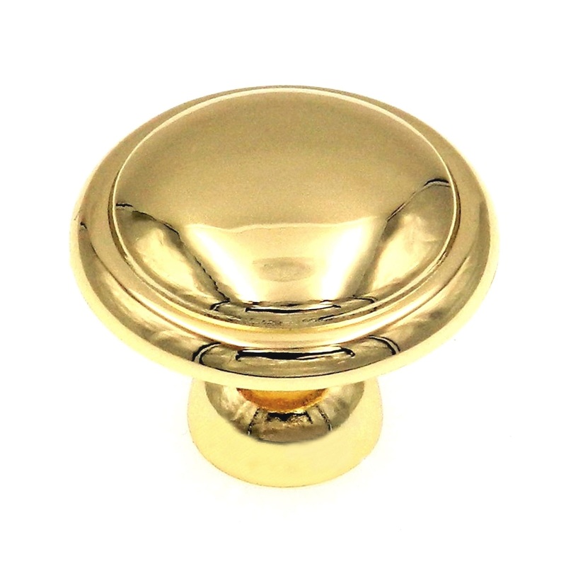 10 Pack Warwick Traditional Polished Brass 1 1/4 Ringed Cabinet Knob Pull DH1012PB