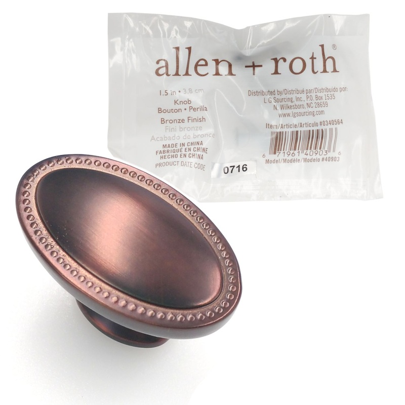 12 Pack Allen + Roth Designer Bronze Gilt Beaded Oval 1 1/2 Knob 40903