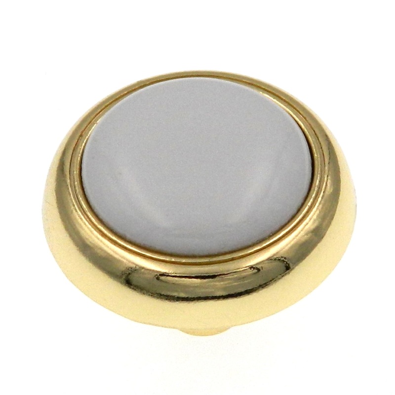 10 Pack Amerock Allison 1 1/4 Polished Brass and White Round Ceramic Center Cabinet Knob 262WPB