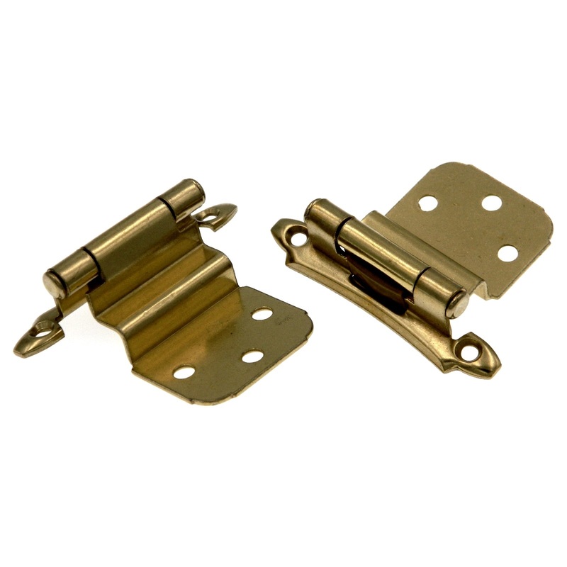 Pair Amerock Face Mount Polished Brass 3/8 Inset Hinges Self-Closing BP7928-3