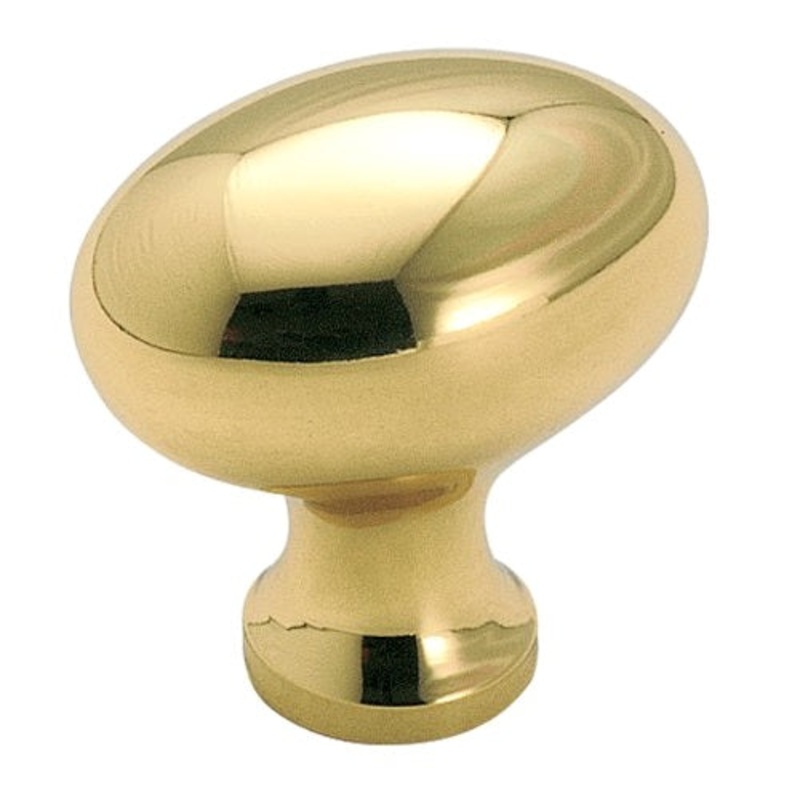 Amerock Allison 1 1/4 Polished Brass Solid Brass Oval Cabinet Knob Pull BP1443-3