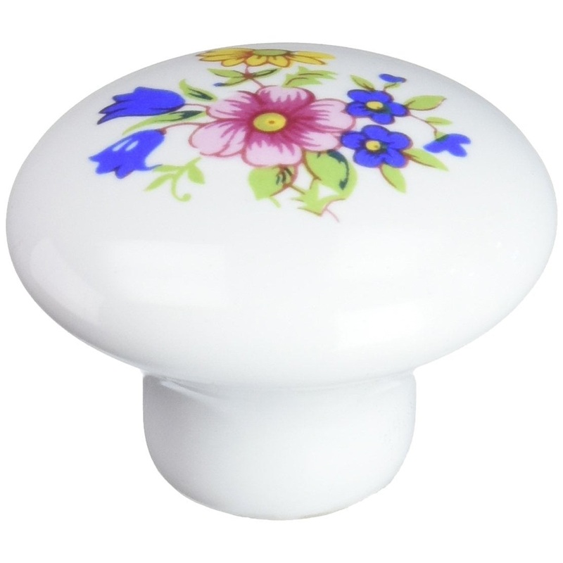 Amerock Allison 1 1/4 White Ceramic Flower Cabinet Knob Pull 14204WHT