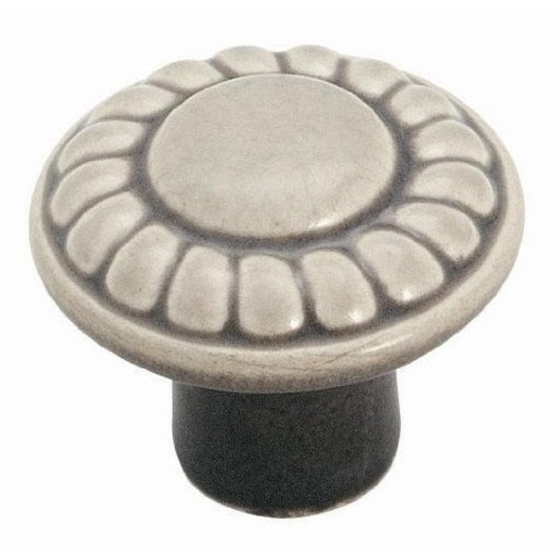 Amerock Colour Washed Ceramics 1 3/8 Distressed Antique White Ceramic Rope Cabinet Knob Pull BP1321-DAW