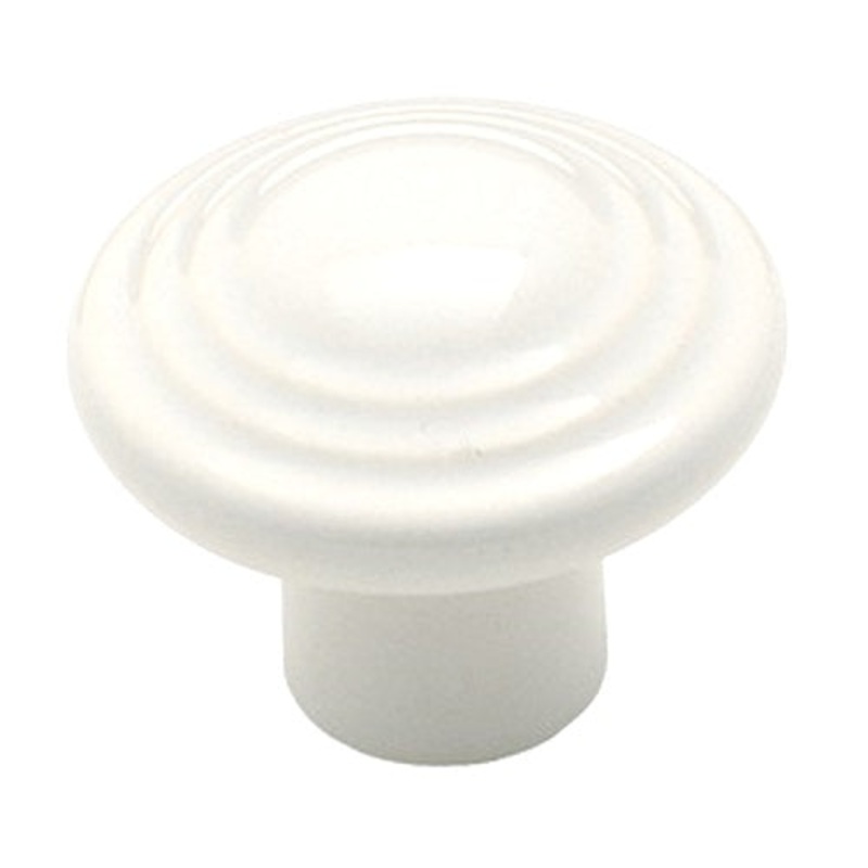 Amerock Colour Washed Ceramics 1 3/8 White Ceramic Ringed Cabinet Knob Pull BP1325-W