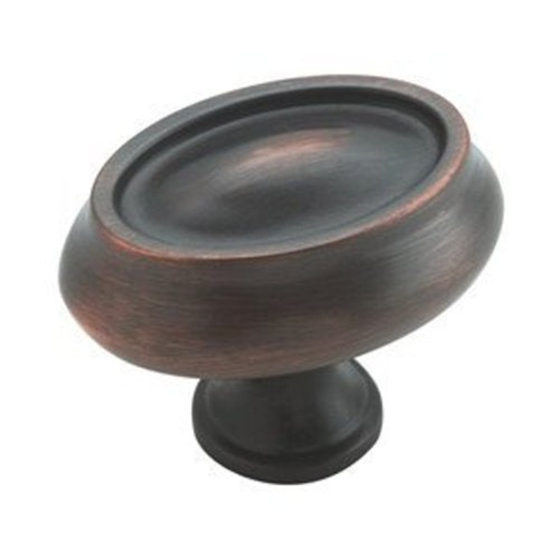 Amerock Manor Oil Rubbed Bronze Oval 1 1/2 Solid Brass Cabinet Knob BP26127-ORB
