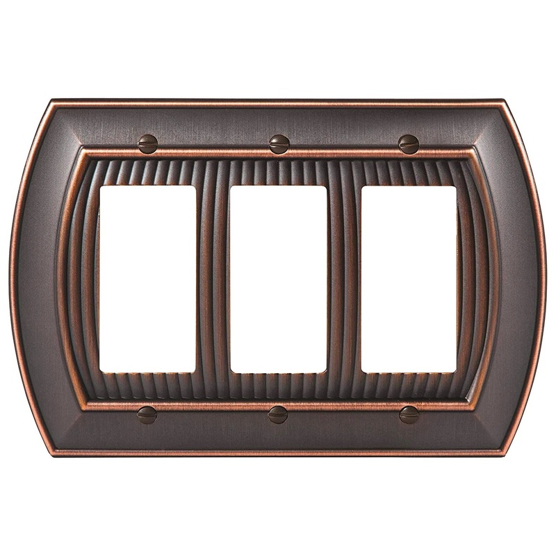 Amerock Sea Grass Oil-Rubbed Bronze 3 Rocker Switch Wall Plate BP36534ORB