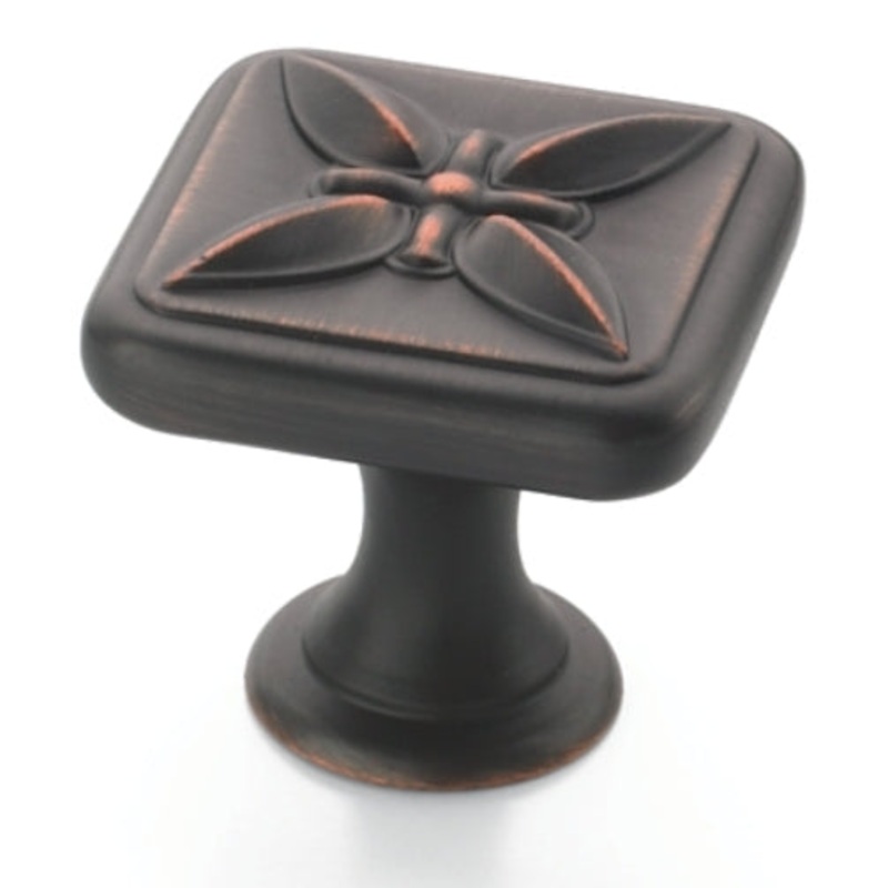 Amerock Sundara 1 1/8 Oil Rubbed Bronze Square Ornate Cabinet Knob BP27009-ORB
