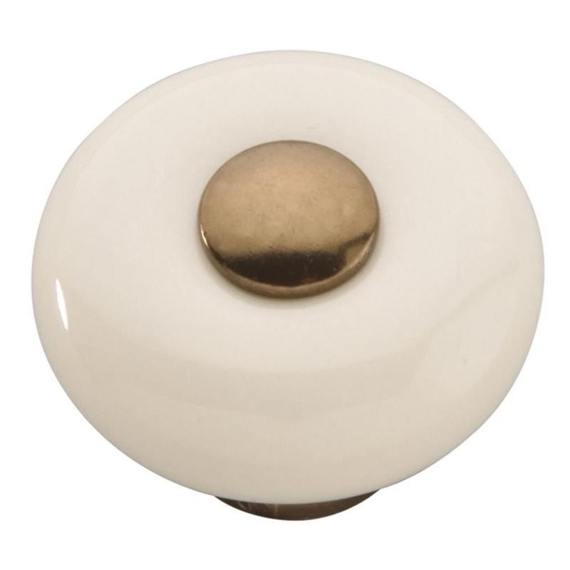 Hickory Hardware 1 1/4 Almond Porcelain Cabinet Knob, Bronze Stem P222-VBZLAD
