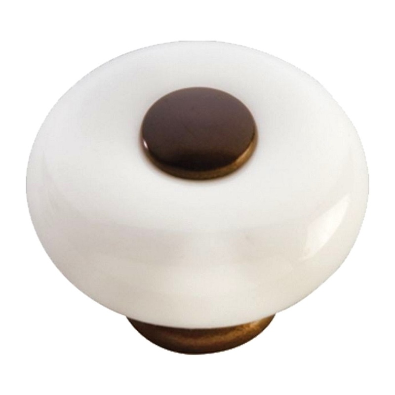Hickory Hardware 1 1/4 White Porcelain Cabinet Knob with Bronze Stem P222-VBZW
