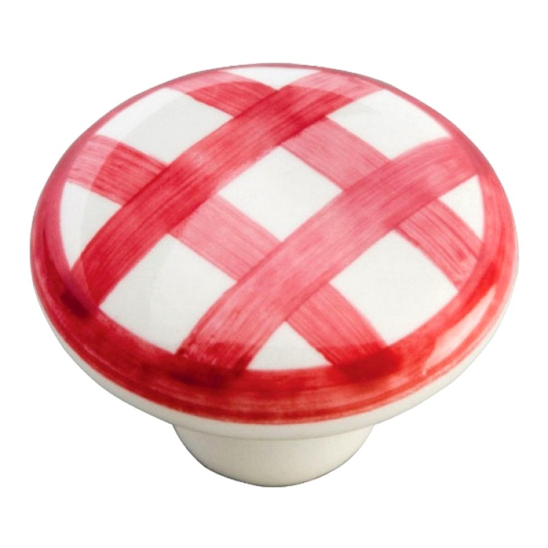 Hickory Hardware English Cozy P2180-WRCK Red Checker 1 1/2 Cabinet Knob Pull
