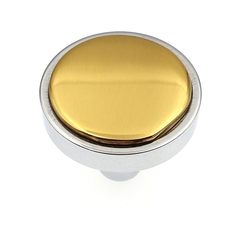 Amerock BP1445-263 Polished Chrome 1 1/4 Cabinet Knob with Brass Flat Top