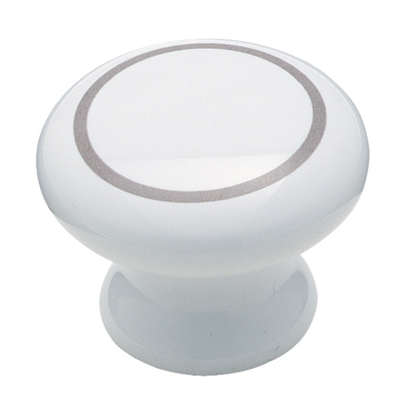 Amerock BP5322-GC White with Gray Circle 1 1/2 Round Cabinet Knob Pulls