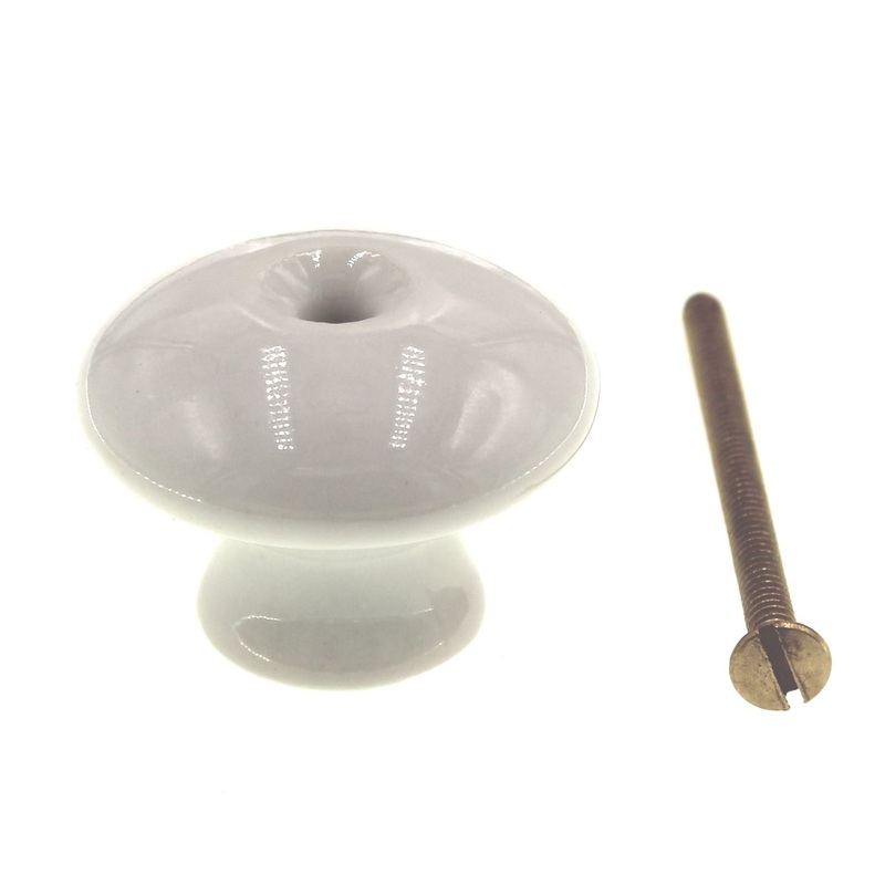 Pair of Amerock BP707-30 White 1 3/8 Ceramic Cabinet Knob Pulls with Brass Stem