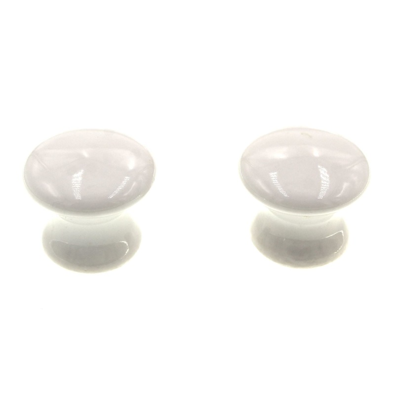 Set of 2 Amerock 1 White Porcelain Mushroom Cabinet Knob Pulls BP724-30