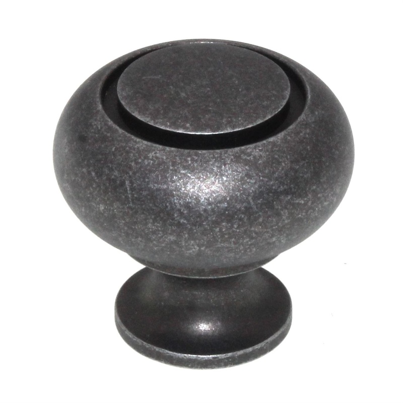 Top Knobs Asbury Ringed 1 1/4 Round Cabinet Knob Pewter Antique M598