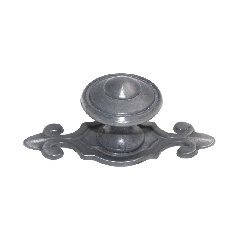Top Knobs Britannia Canterbury 1 1/4 Button Knob with Backplate Pewter M30