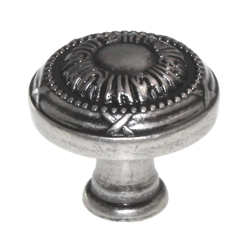 Top Knobs Edwardian Ribbon 1 1/4 Round Cabinet Knob Pewter Antique M959