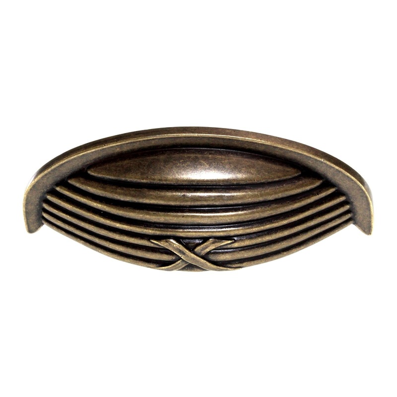 Top Knobs Edwardian Ribbon & Reed Drawer Cup Pull 3 Ctr German Bronze M939