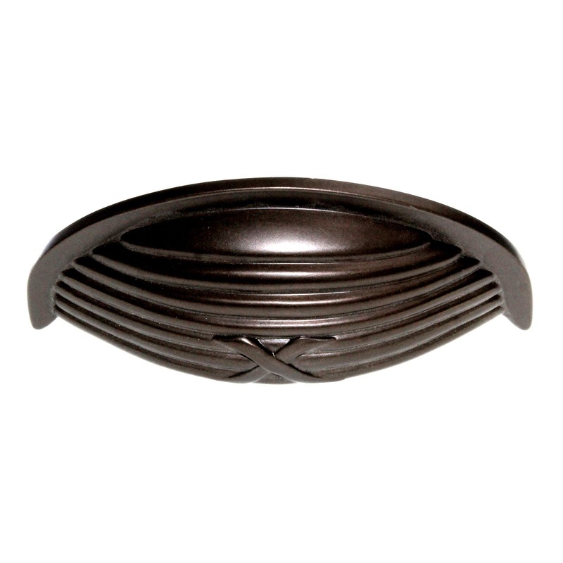 Top Knobs Edwardian Ribbon & Reed Drawer Cup Pull 3 Ctr Oil-Rubbed Bronze M940