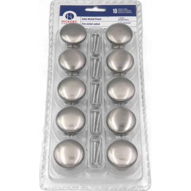10 Pack Hickory Hardware VP14255-SN Satin Nickel 1 1/8 Round Cabinet Knobs