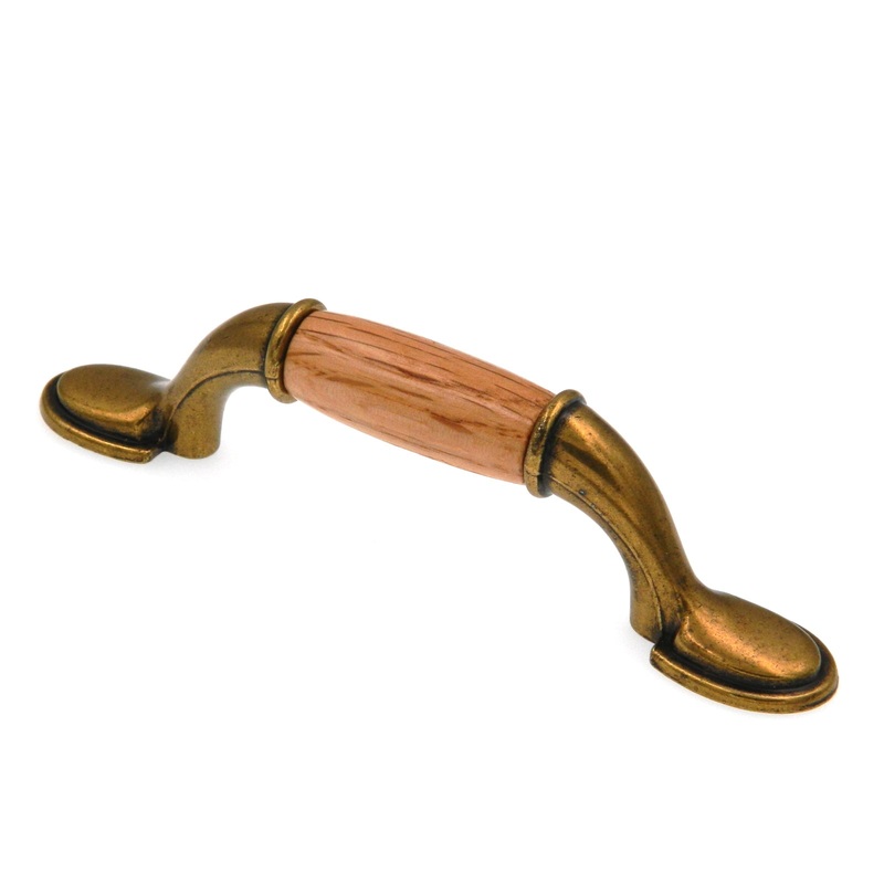 Amerock Allison Antique Brass Oak Wood Center 3 Hole Centers Cabinet Handle Pull BP76245OB
