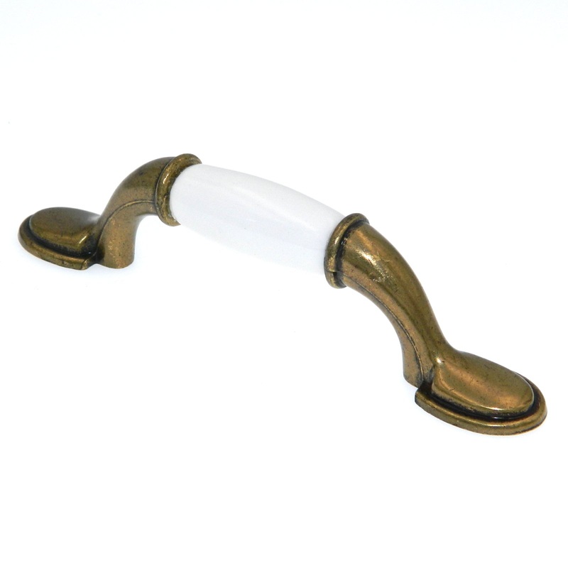 Amerock Allison Antique Brass White Ceramic Center 3 CTC Cabinet Handle Pull BP76245WB