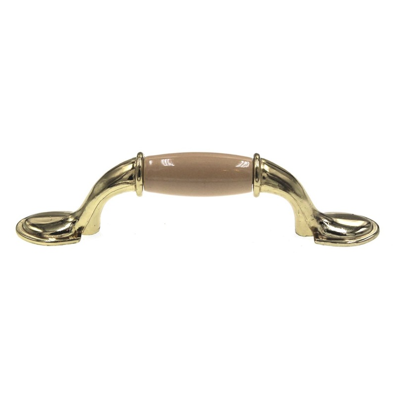 Amerock Allison Bright Brass Almond Ceramic Center 3 Arch Cabinet Handle Pull BP76245-AL3