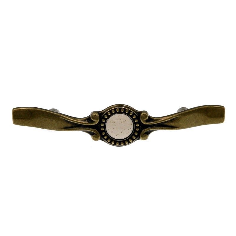 Amerock Allison Burnished Brass Oatmeal Ceramic Center 3 CTC Cabinet Handle Pull BP861-BB
