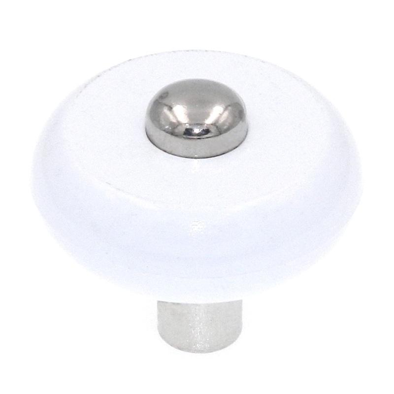 Amerock Allison White and Nickel 1 3/16 Round Cabinet Knob BP76268WH14