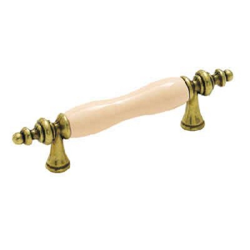 Amerock BP76243-ALB Antique Brass 3cc Cabinet Bar Pull Handle with Almond Ceramic Center Allison