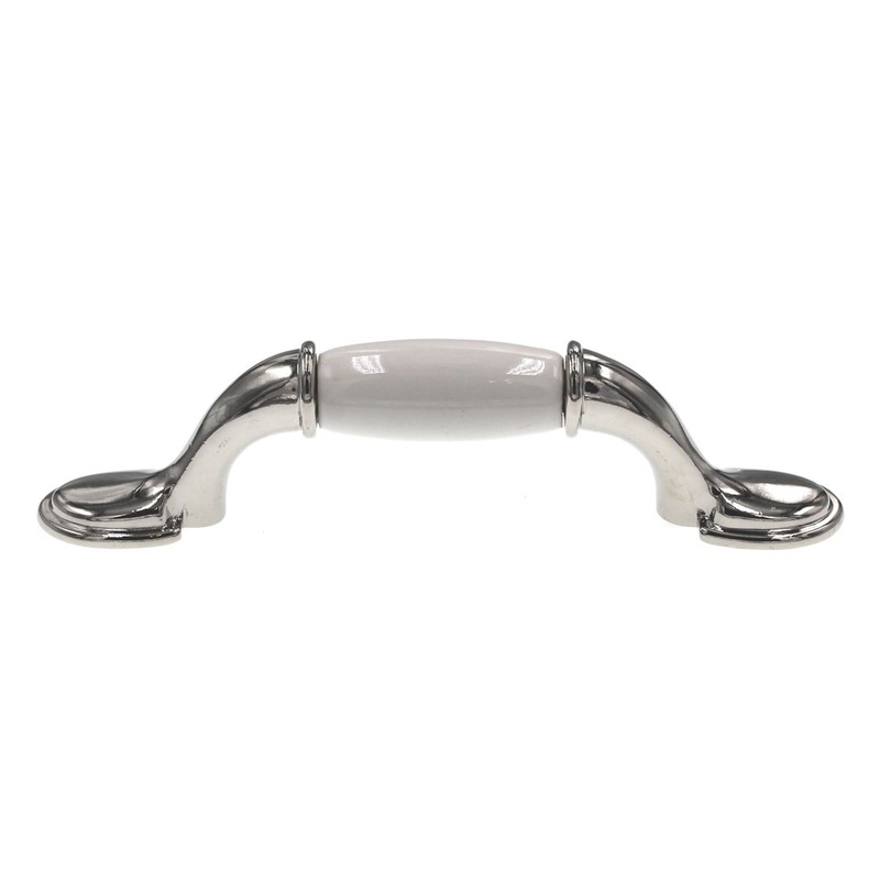 Amerock BP76245-26W Polished Chrome 3cc Cabinet Handle Pull, White Ceramic Center