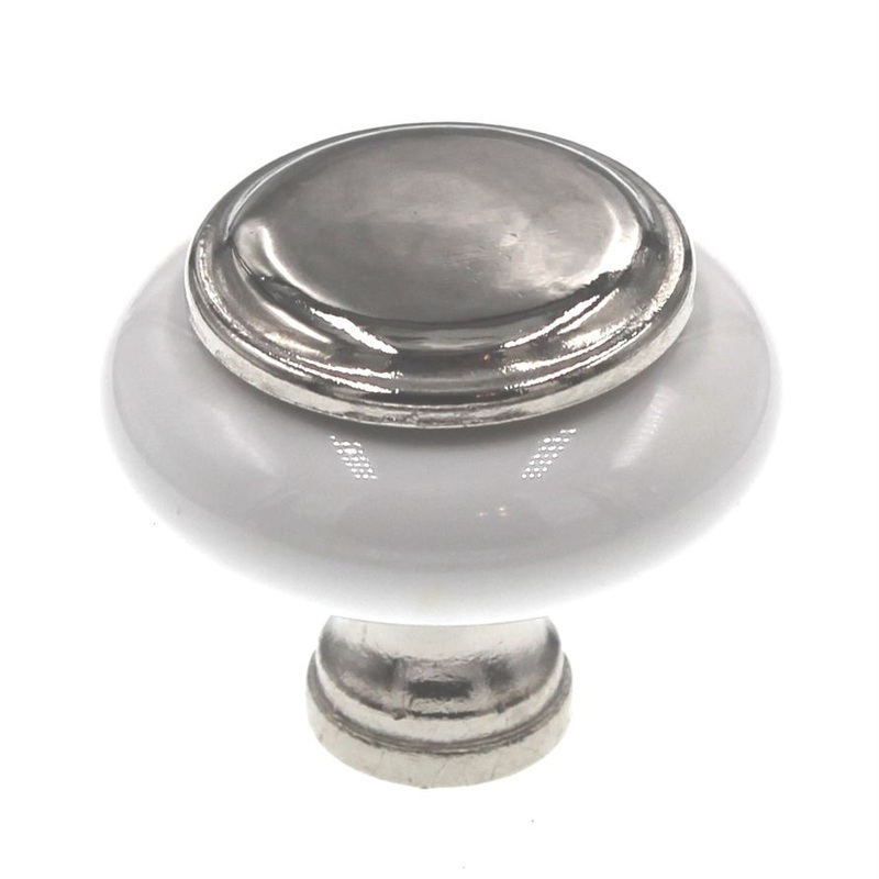 Amerock BP76246-26W White 1 1/4 Cabinet Knob w/Polished Chrome Stem Center