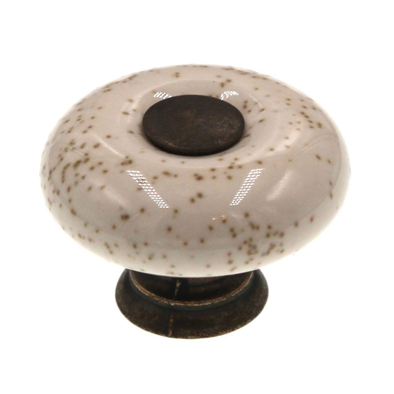 Amerock BP878-OM Oatmeal 1 1/4 Porcelain Cabinet Knob Pull with Brass Stem
