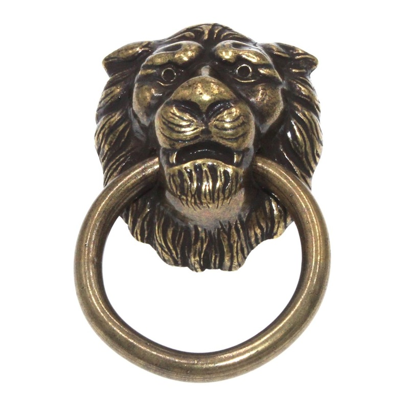 Amerock BP888-AE Traditional Lion Head Cabinet Ring Pulls in Antique Brass