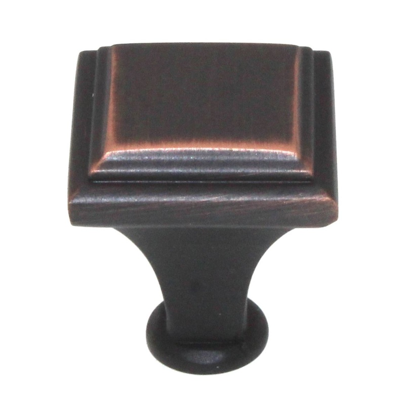 Amerock Manor 1 Oil Rubbed Bronze Square Ridged Cabinet Knob BP26131-ORB