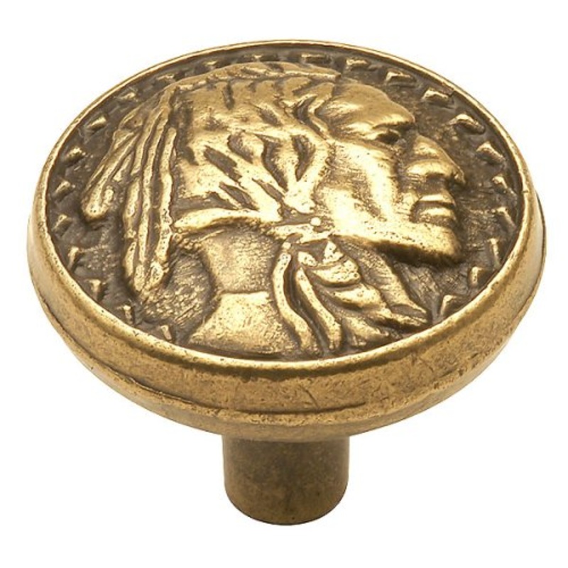 Belwith Southwest Lodge P380-BBM Blackened Brass Medalion 1 1/4 Indian Head Cabinet Knob