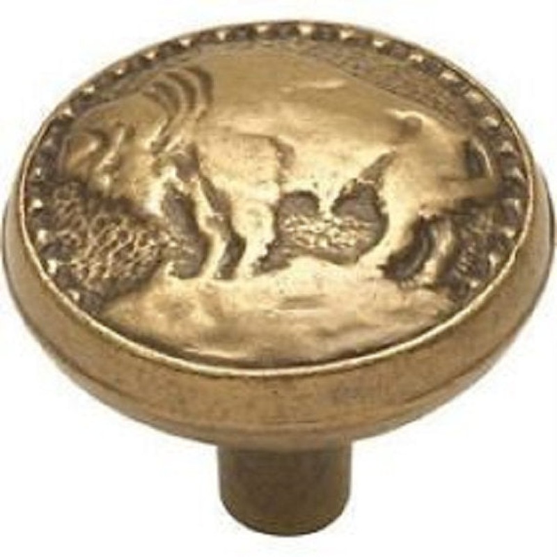 Belwith Southwest Lodge P385-BBM Blackened Brass Medallion 1 1/4 Buffalo Cabinet Knob