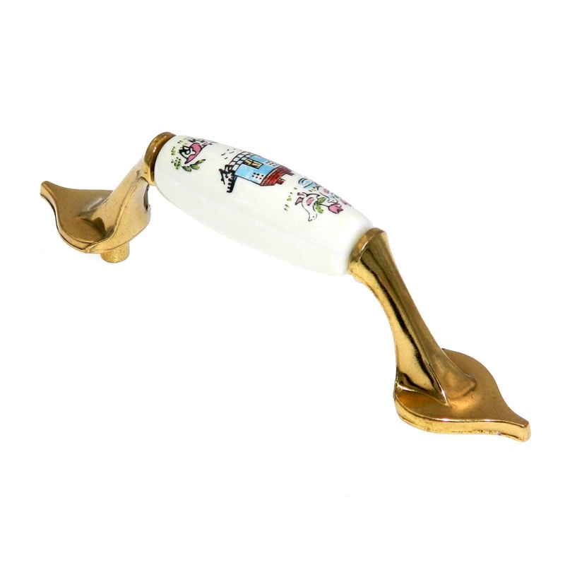 Hickory Hardware Heartland P561-HL 3 cc Cabinet Pull Handle, Brass and White