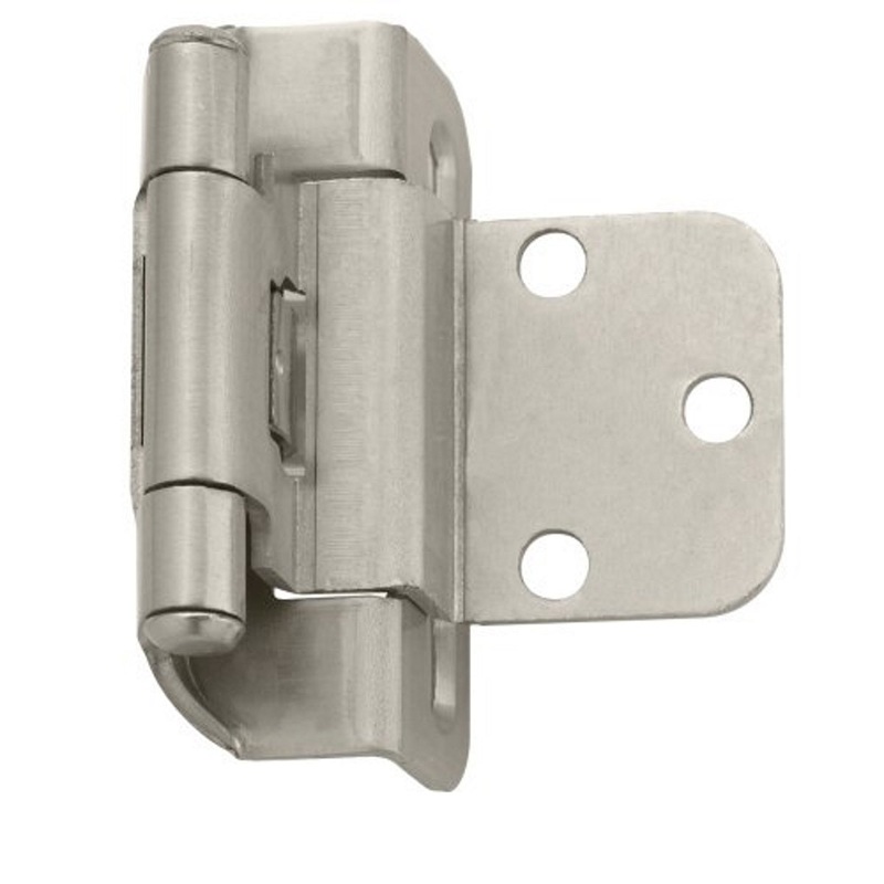 Pair Amerock BP7565-G10 Self-Closing Partial-Wrap 3/8 Inset Satin Nickel Hinges
