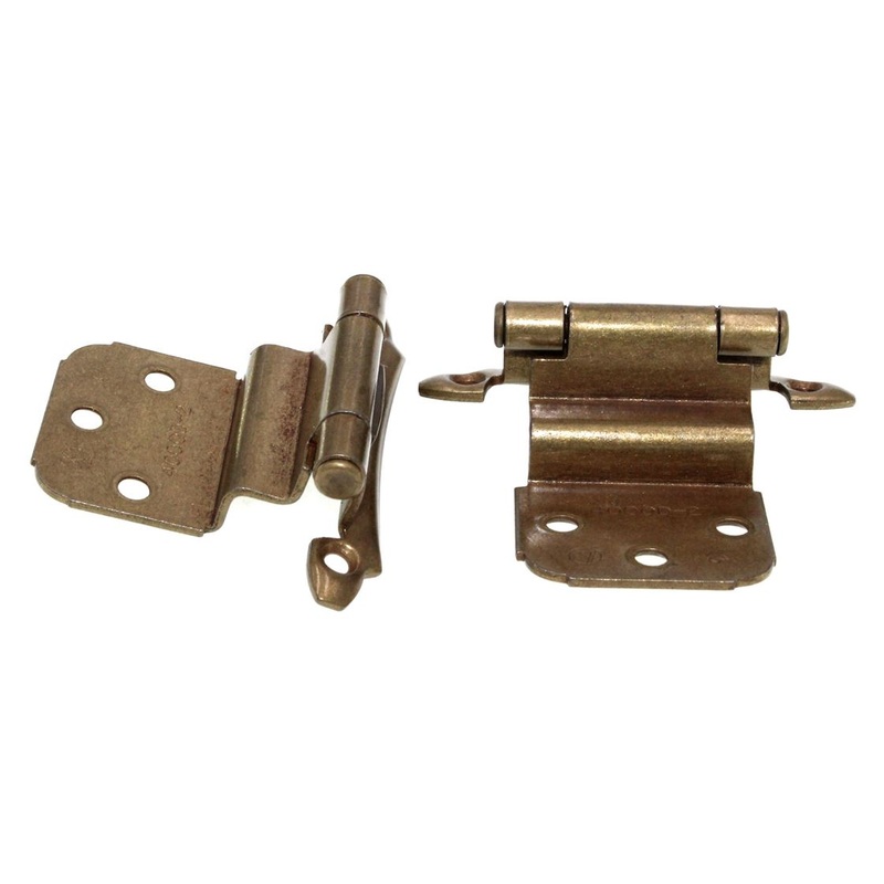 Pair Amerock Face Mount Burnished Brass 3/8 Inset Hinges Self-Closing BP7928-BB