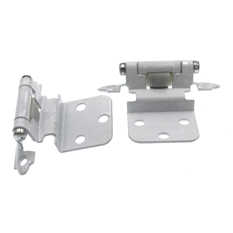 Pair of Amerock White Self-Closing 3/8 Inset Face Mount Cabinet Hinges BP7128-W
