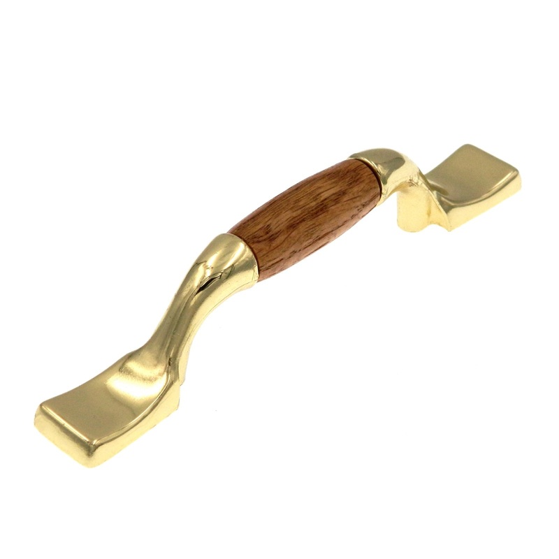 Amerock Royal Family Bright Brass Oak Wood Center 3 CTC Cabinet Pull BP76240-O3