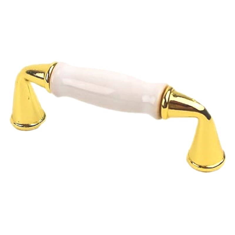 Century Windsor 10433-3WT Bright Brass and White 3cc Arch Pull Cabinet Handle